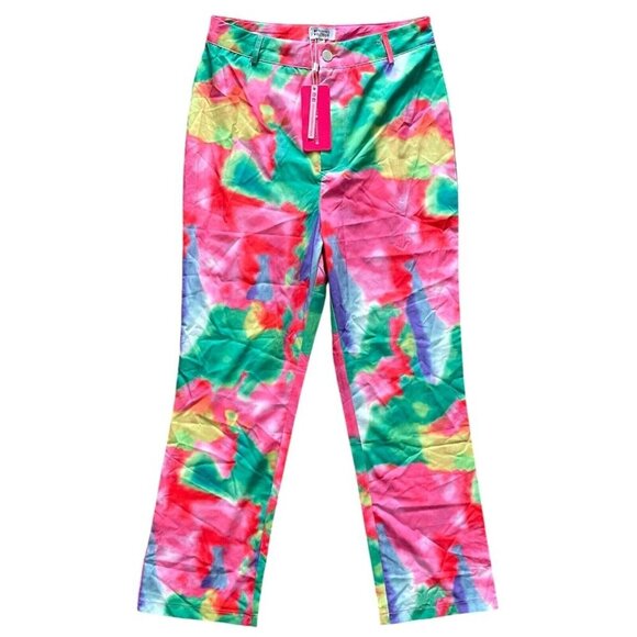 Beginning Boutique NWT Madilyn Rainbow Pant Women M Groovy Rave Disco 70s Hippie - Picture 2 of 14